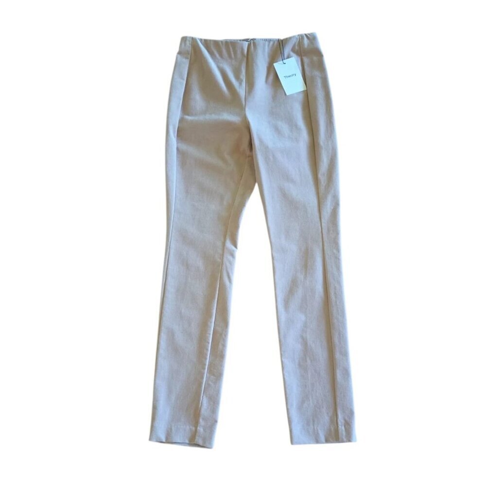 Theory Navalane Casual Velvet Stretch Slim High Waist Stone Pink Pants Size 6
